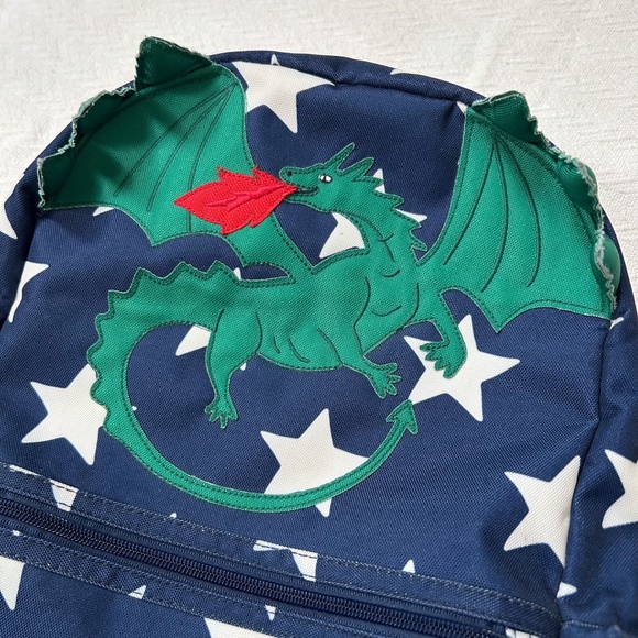 BODEN dragon navy backpack, green white stars - charming, playful, whimsical - Picture 2 of 16
